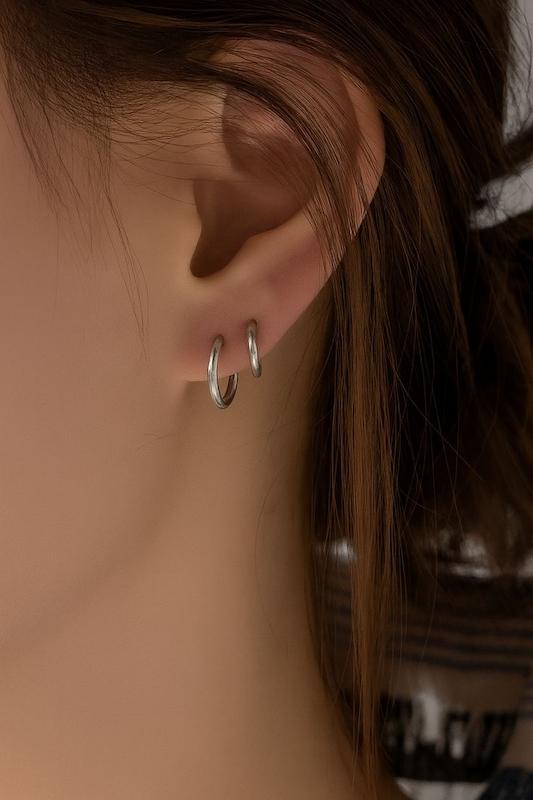 گوشواره  حلقه اي نقره ای