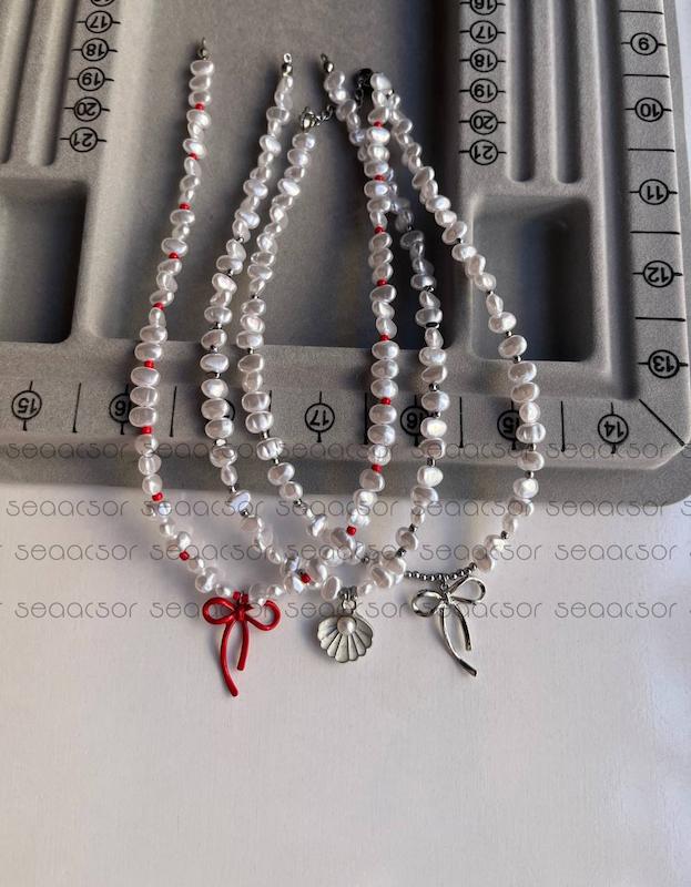 گردنبند صدف تک مروارید🐚