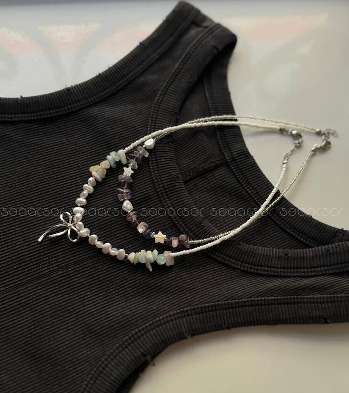 کالکشن گردنبند سنگی پاپیون 