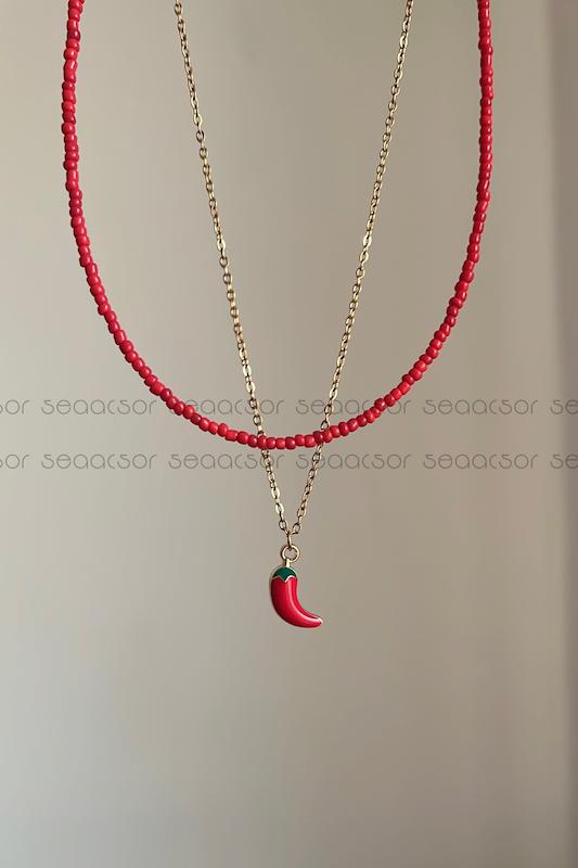 زنجیر فلفل منجوق طلایی🌶️