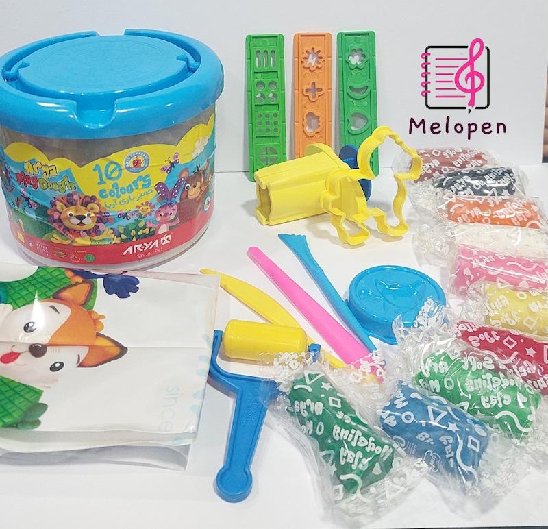 خمیربازی سطلی بزرگ 10رنگ آریا 