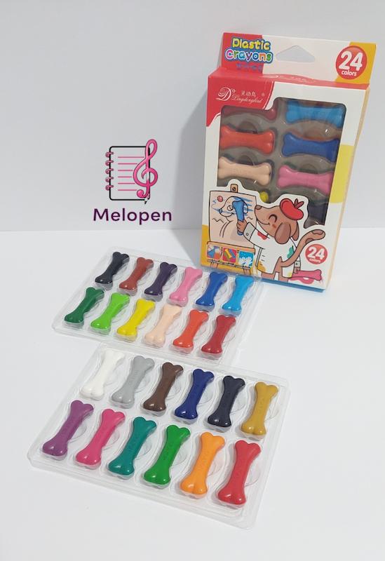 مداد شمعی پلاستیکی جادویی24رنگ استخوانی