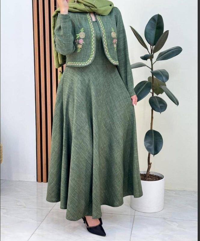 ست کت و سارافون هلن زنانه گلدوزی شده و عیدانه ، کت و سارافون شانتون زنانه شیک سایز ۳۸ تا ۴۶