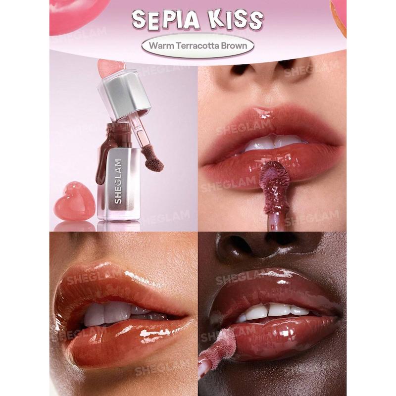 لیپ گلاس 12 ساعته شیگلم رنگ Sepia Kiss