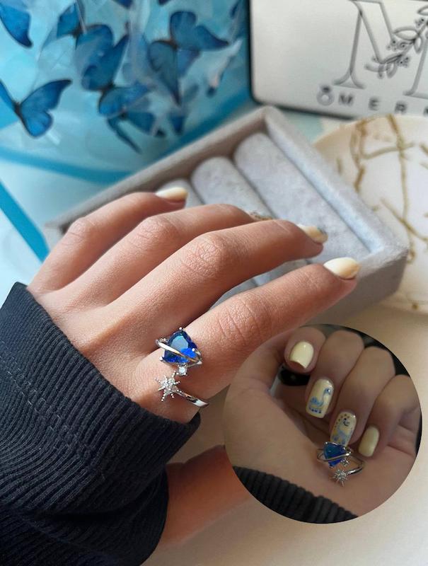 انگشتر قلب آبی کهکشان 