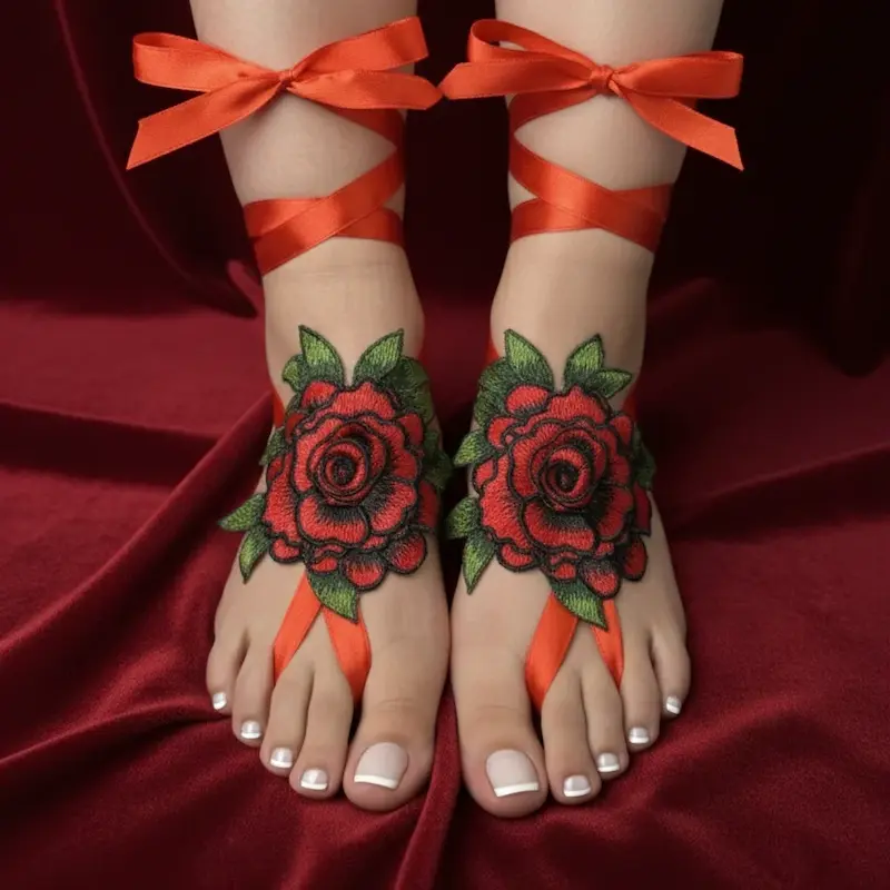 پابند گل رز قرمز زنانه بندی