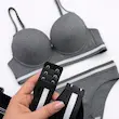 ست شورت و سوتین اسفنجی اسپرت کبریتی طوسی فنردار