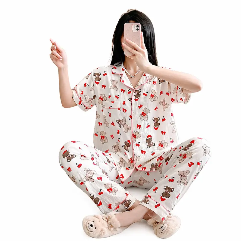لباس راحتی، ست خواب، نخی، موسلین، عروسکی، طرح خرس