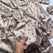 ست بلوز شلوار ساتن عروسکی خالدار قهوه‌ای زنانه