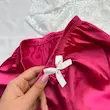 ست نیمتنه گیپوری و شلوارک ساتن سرخابی