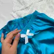 ست نیمتنه گیپوری و شلوارک ساتن آبی