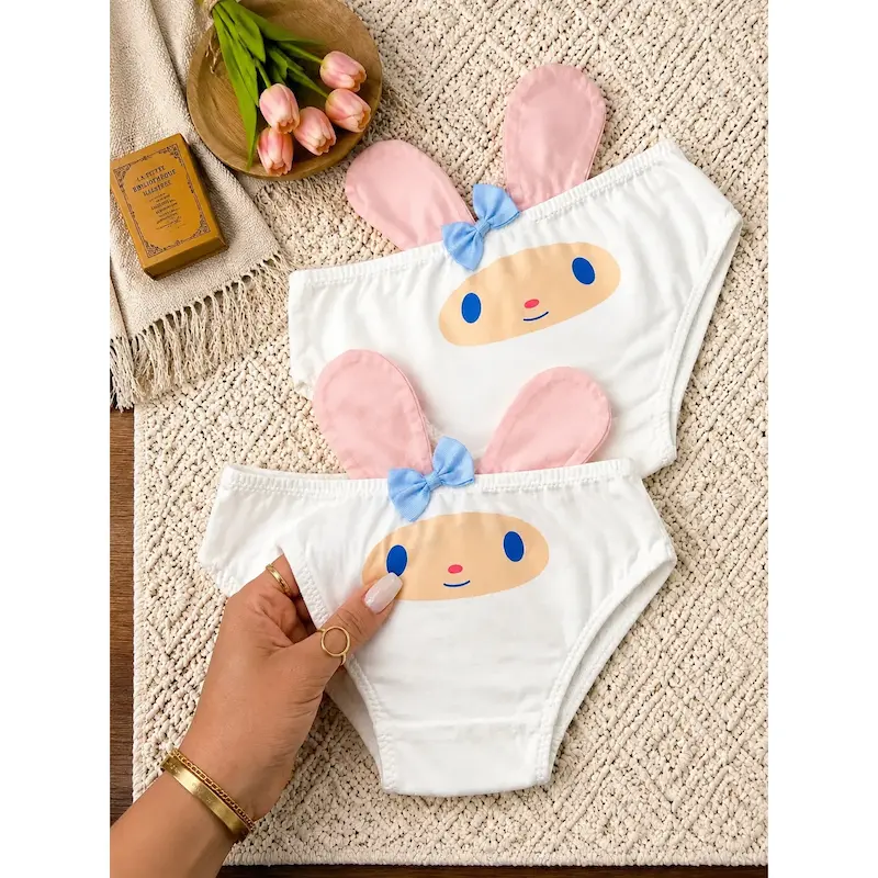 شورت عروسکی دخترانه نخی طرح خرگوش پاپیونی