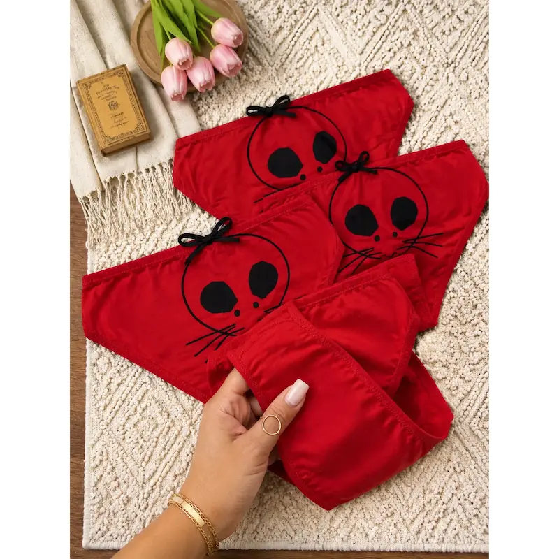 شورت عروسکی دخترانه نخی طرح موش برجسته