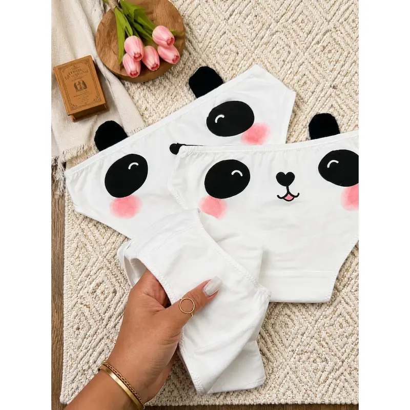 شورت عروسکی دخترانه نخی طرح پاندا 