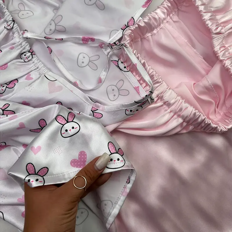 لباس راحتی زنانه، لباس خواب فانتزی، ست ساتن زنانه