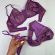 ست لباس زیر  زنانه فنردار دو شورته بنفش 