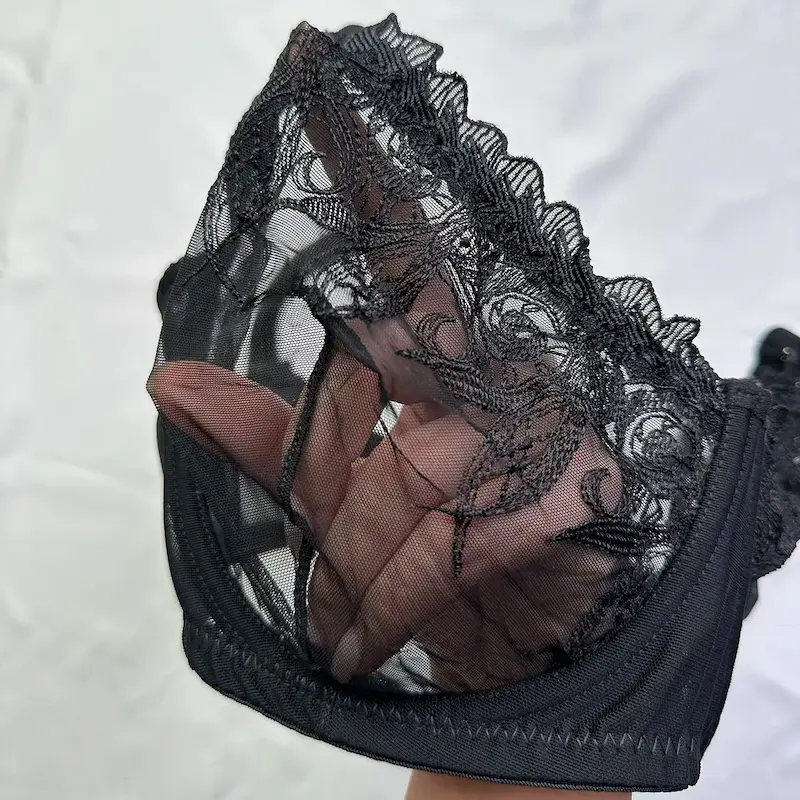 ست تور گاز بیگ سایز گل‌دوزی مشکی زنانه
