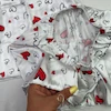 ست سه تکه ساتن زنانه سفید طرح قلب
