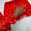لباس خواب زنانه دو تکه توری قرمز 