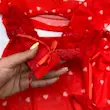 لباس خواب زنانه دو تکه توری قرمز 
