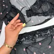 لباس خواب زنانه دو تکه توری مشکی