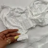 لباس خواب فانتزی چهار تکه گیپوری سفید زنانه