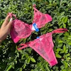 ست شورت و سوتین توری گلدوزی زنانه صورتی 