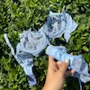 ست شورت و سوتین گلدوزی گل‌دار زنانه آبی روشن