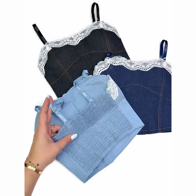 نیم تنه طرح جین، نیم تنه گیپوری، کراپ زنانه