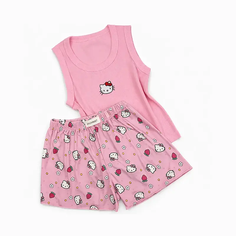 ست تاپ و شورتک دخترانه Hello Kitty فری‌سایز راحت