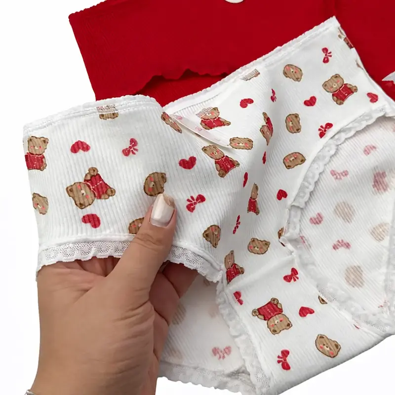 شورت عروسکی کبریتی سفید خرسی M&N لبه گیپور