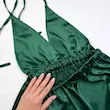 پیراهن ساتن سبز سلطنتی پشت باز زنانه