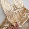 پیراهن ساتن زنانه نباتی پشت باز