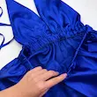 پیراهن ساتن زنانه آبی پشت باز گردنی