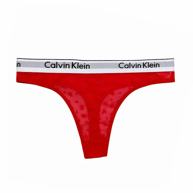 شورت بکلس توری مخملی زنانه Calvin Klein قرمز