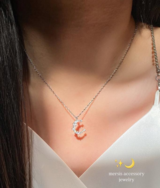 گردنبند ماه شیشه ای نقره ۹۲۵