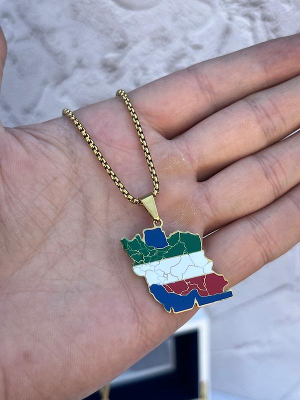 زنجیر و پلاک استیل مدل نقشه ایران کد 1