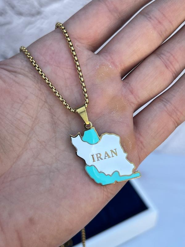 زنجیر و پلاک استیل طرح نقشه ایران کد 2