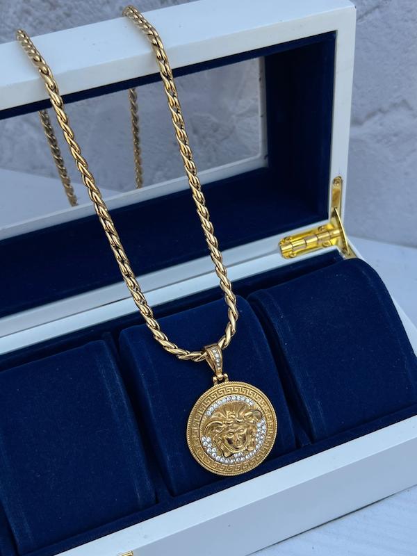 زنجیر و پلاک استیل طرح ورساچ کد ۱۰۰
