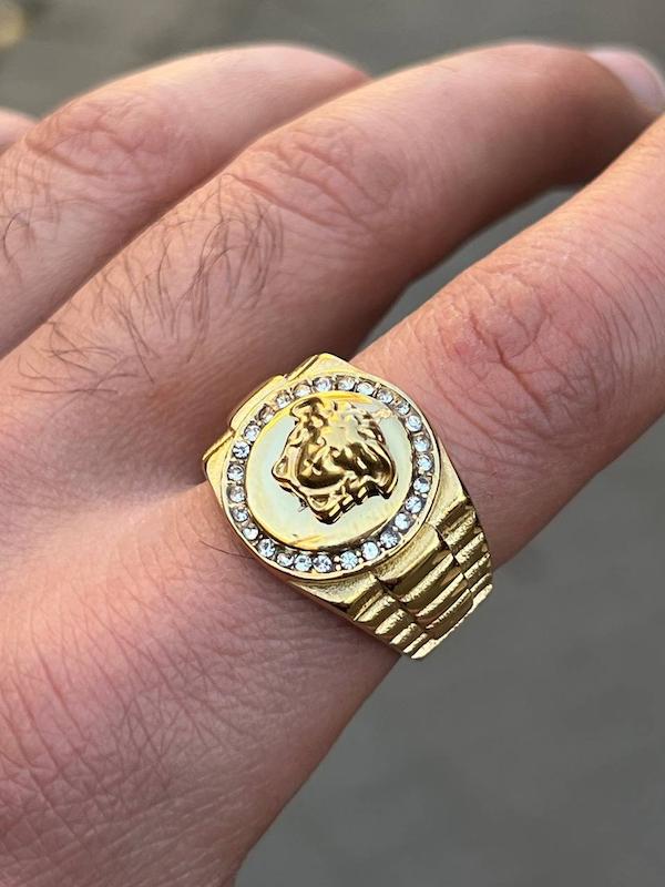 انگشتر استیل ورساچ نگین دار کپ طلا 