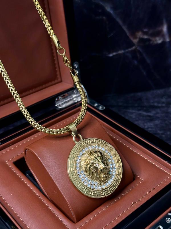 زنجیر وپلاک شیر نگین دار