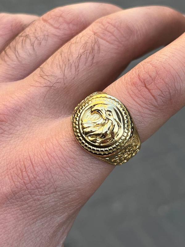 انگشتر استیل عقاب گرد کپ طلا