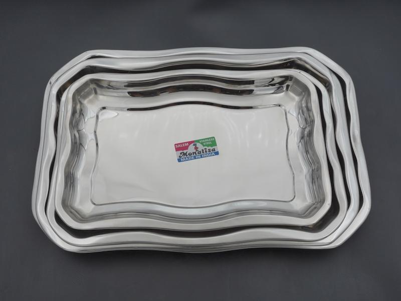 سینی مستطیل ساده استیل