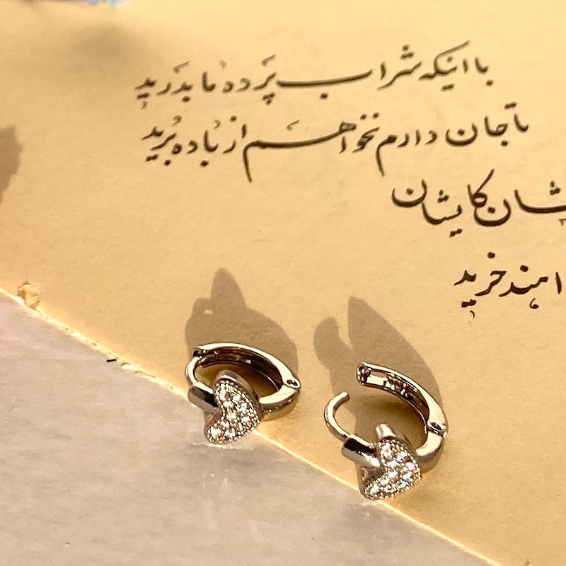 گوشواره قلب نگینی ژوپینگ تیتانیوم