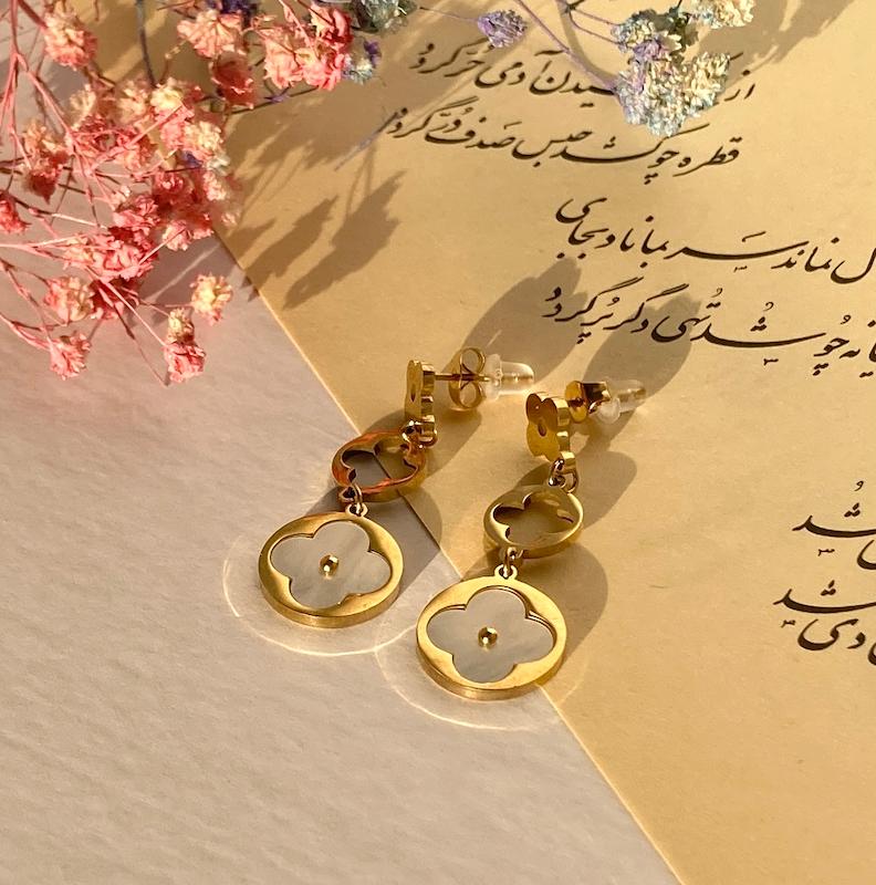 گوشواره آویزی لویی ویتون استیل 