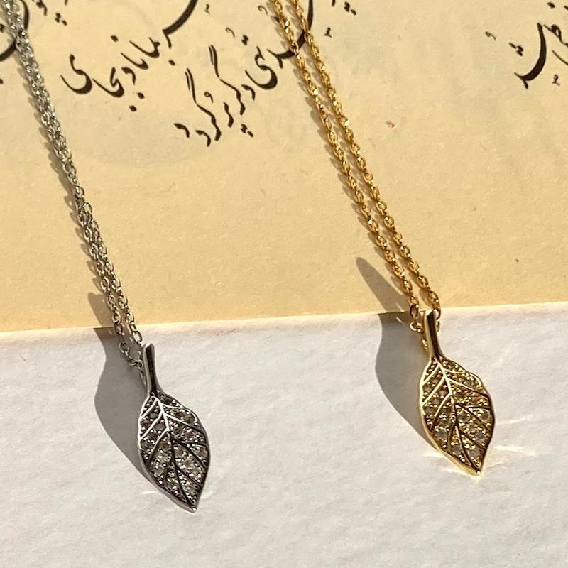 گردنبند برگ سوارسکی استیل