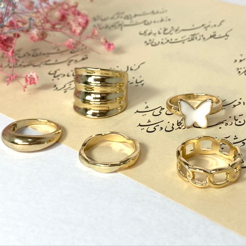 پک انگشتر 5 عددی طلایی _ 1