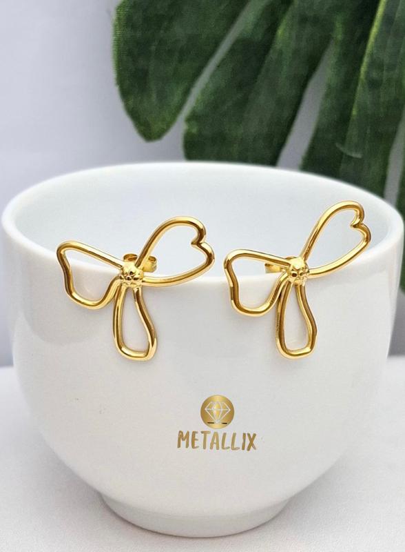 گوشواره گل سه برگ استیل