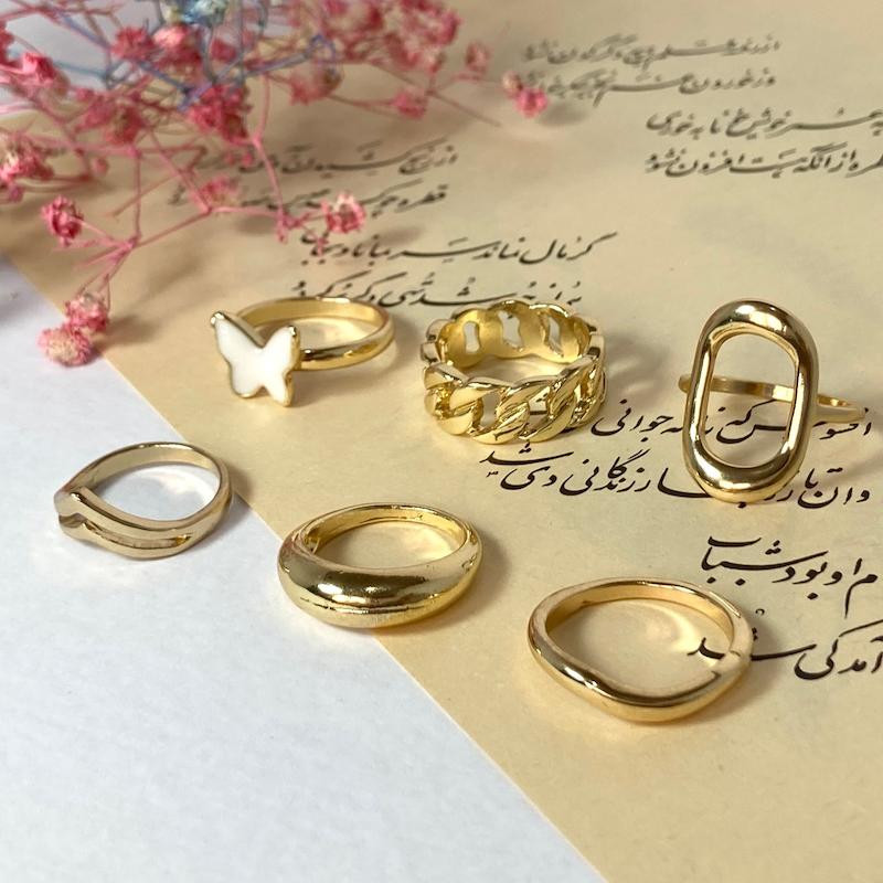 پک انگشتر 6 عددی طلایی _ 2