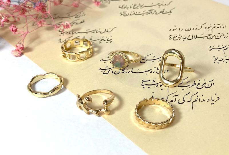 پک انگشتر 6 عددی طلایی _ 3